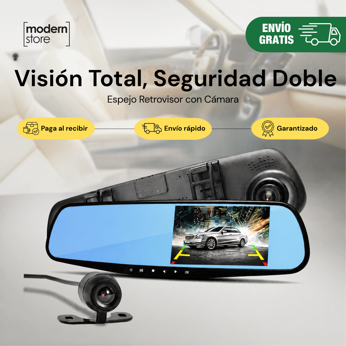 Espejo Retrovisor con Cámara