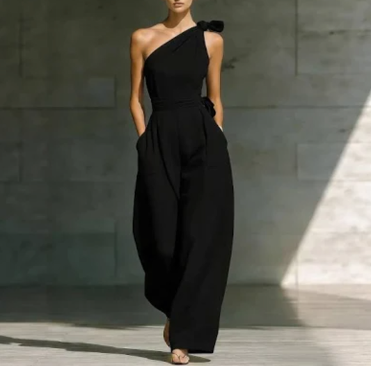 Traje negro de una pieza holgado de Mujer